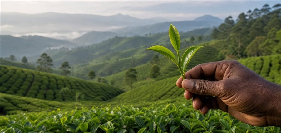 Rolling tea fields in the Uva highlands